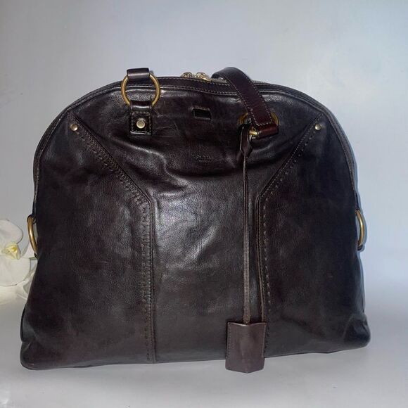 Authentic Yves Saint Laurent Brown Muse Leather Satchel - Picture 5 of 16